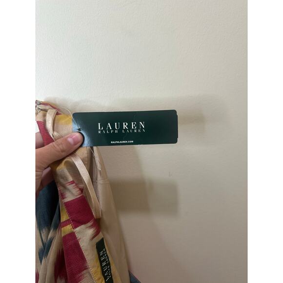 Lauren Ralph Lauren NWT 100% Silk Pleated Skirt Sz 8 Western Aztec Ikat - Picture 3 of 7